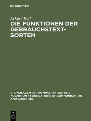 cover image of Die Funktionen der Gebrauchstextsorten
